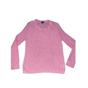 Talbots Sweater Size Medium Pullover Pink Cotton Blend Open Knit
